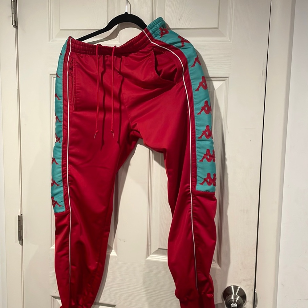 Red and blue Kappa track pants joggers